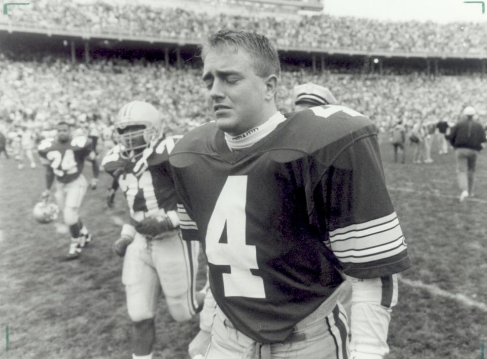 Kirk Herbstreit, OSU quarterback after a tie with Michigan.  11/22/92