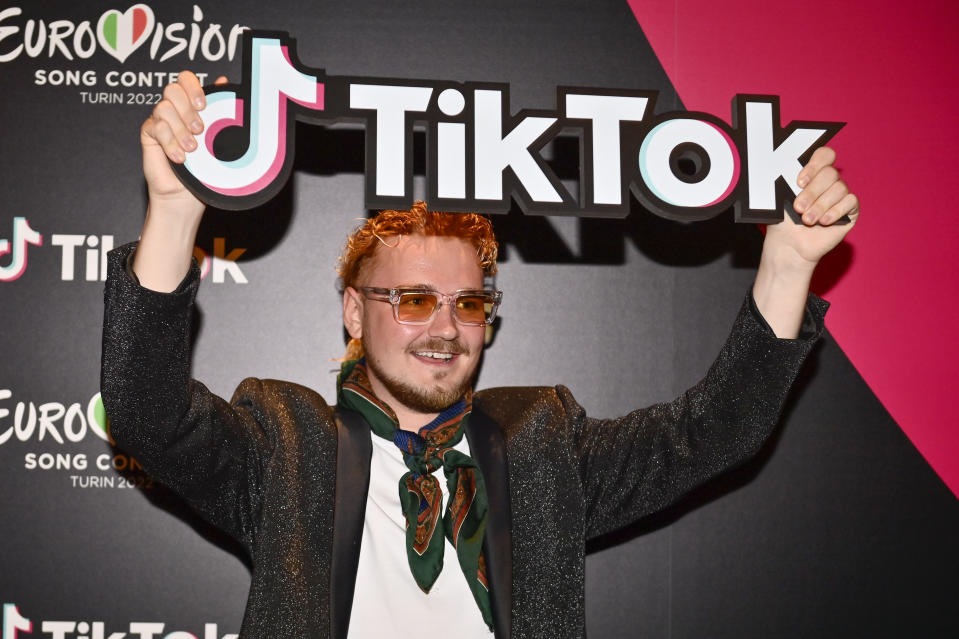 Singer Emil Henrohn attends the EBU & TikTok Party during the 66th Eurovision Song Contest at Museo Del Cinema on May 12, 2022 in Turin, Italy. (Photo by Stefano Guidi/Getty Images)