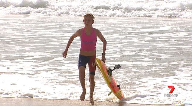 Jayke's parents say he is comfortable in the surf. Source: 7News