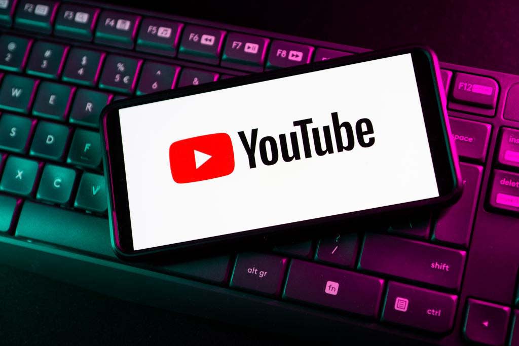  YouTube logo on phone 