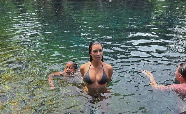<p>Kim Kardashian/Instagram</p> Saint West photobombs mom Kim Kardashian