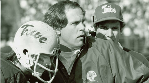 Jimmye Laycock has guided the Tribe through several generations of football. (Via Swem Library/William & Mary)