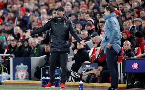 Liverpool manager Juergen Klopp reacts during the match - Credit: REUTERS