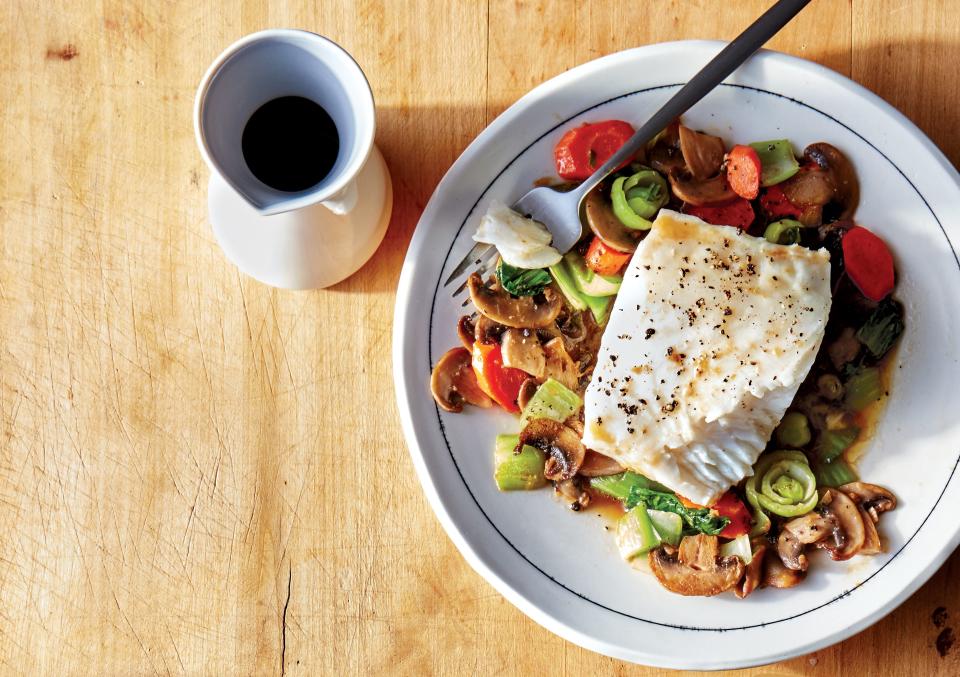 Sake-Braised Fish with Vegetables