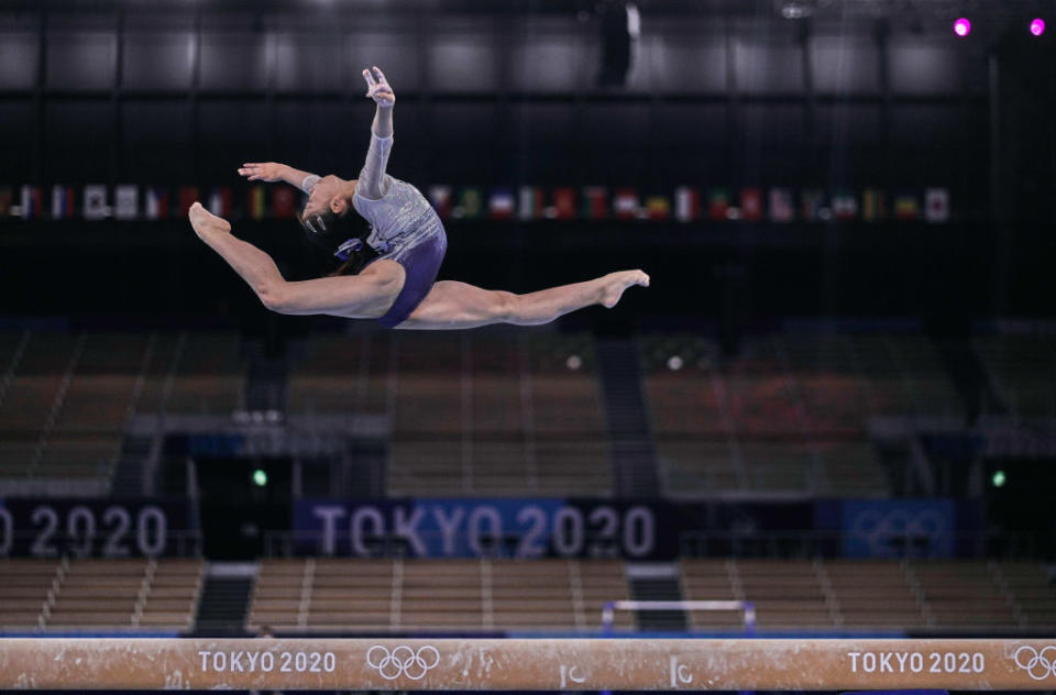 Urara Ashikawa of Japan during women's qualification for the Artistic Gymnastics final at the Olympics at Ariake Gymnastics Centre, Tokyo, Japan on July 25, 2021.<span class="copyright">Ulrik Pedersen—NurPhoto via Getty Images</span>