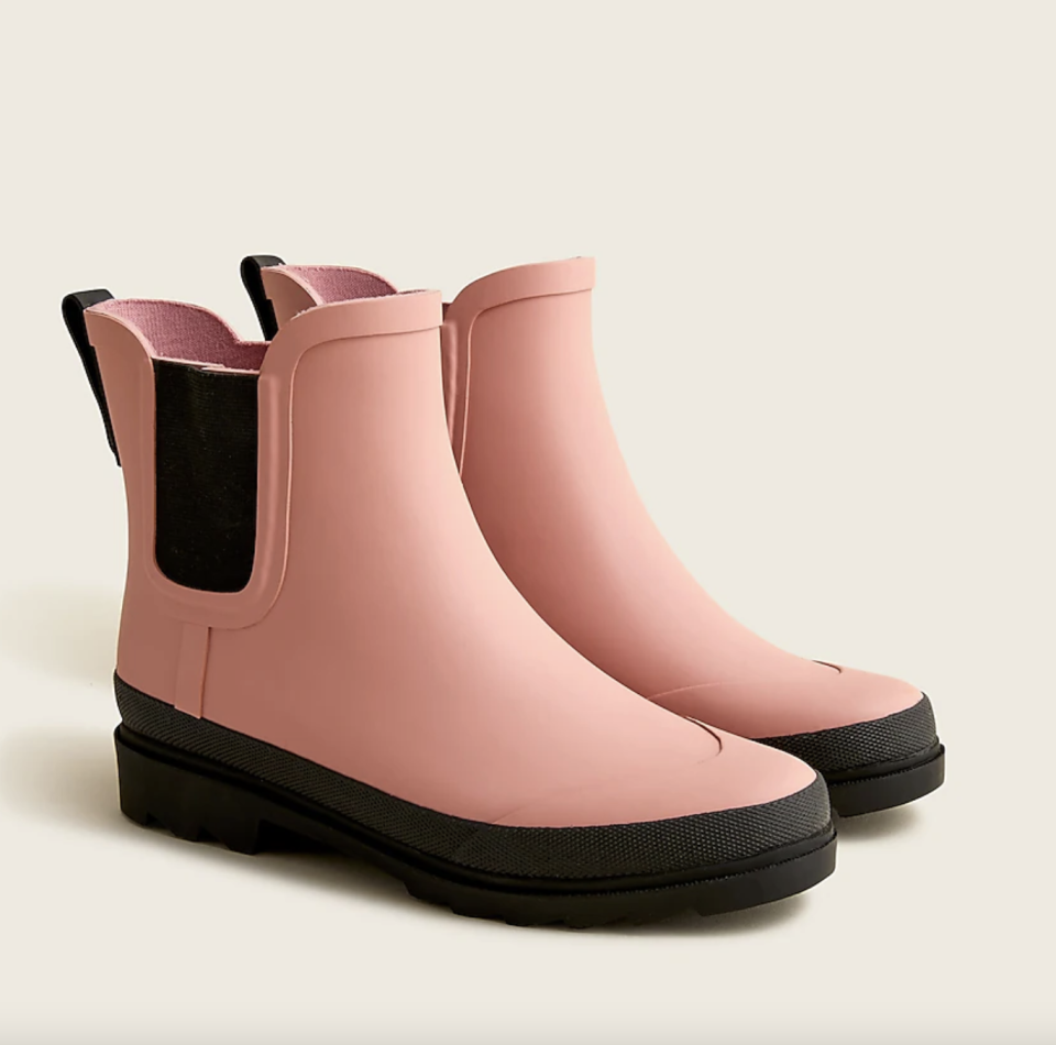 pink and black short J.Crew Short Lug-Sole Rain Boots