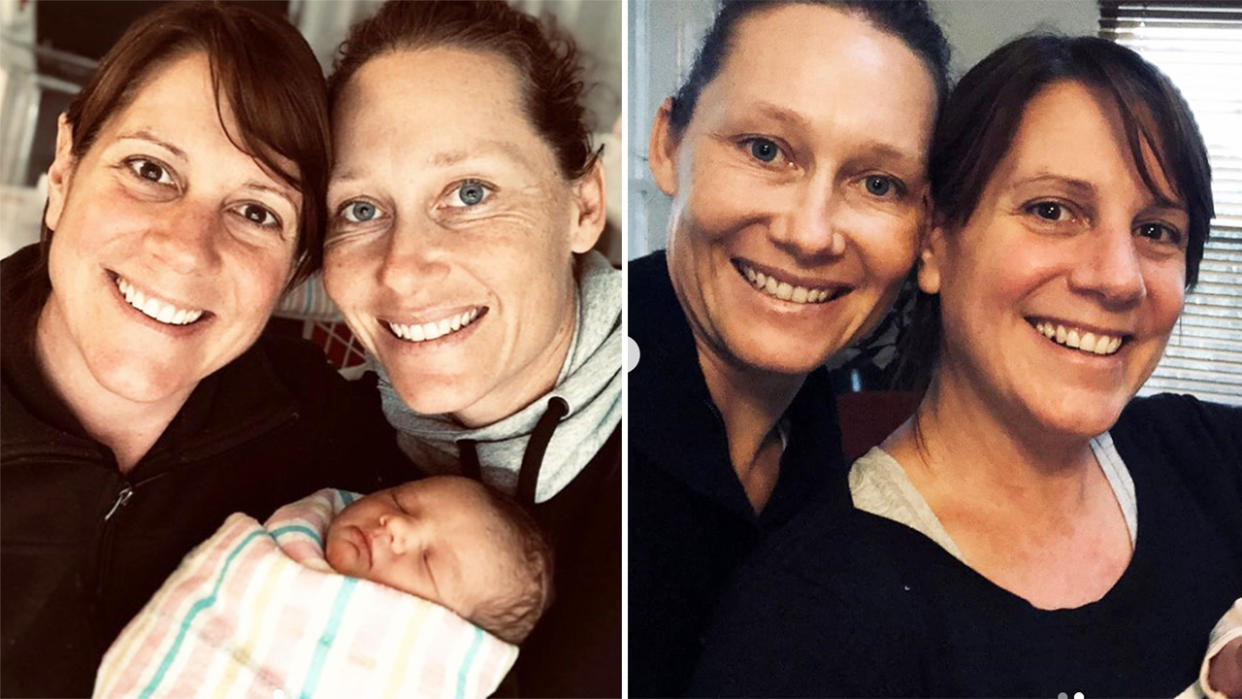 Sam Stosur, pictured here with partner Liz Astling and their new baby.