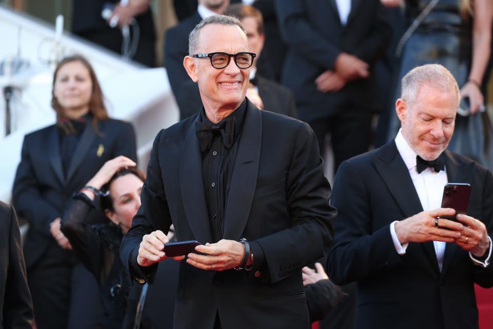 An image of Tom Hanks on the red carpet.