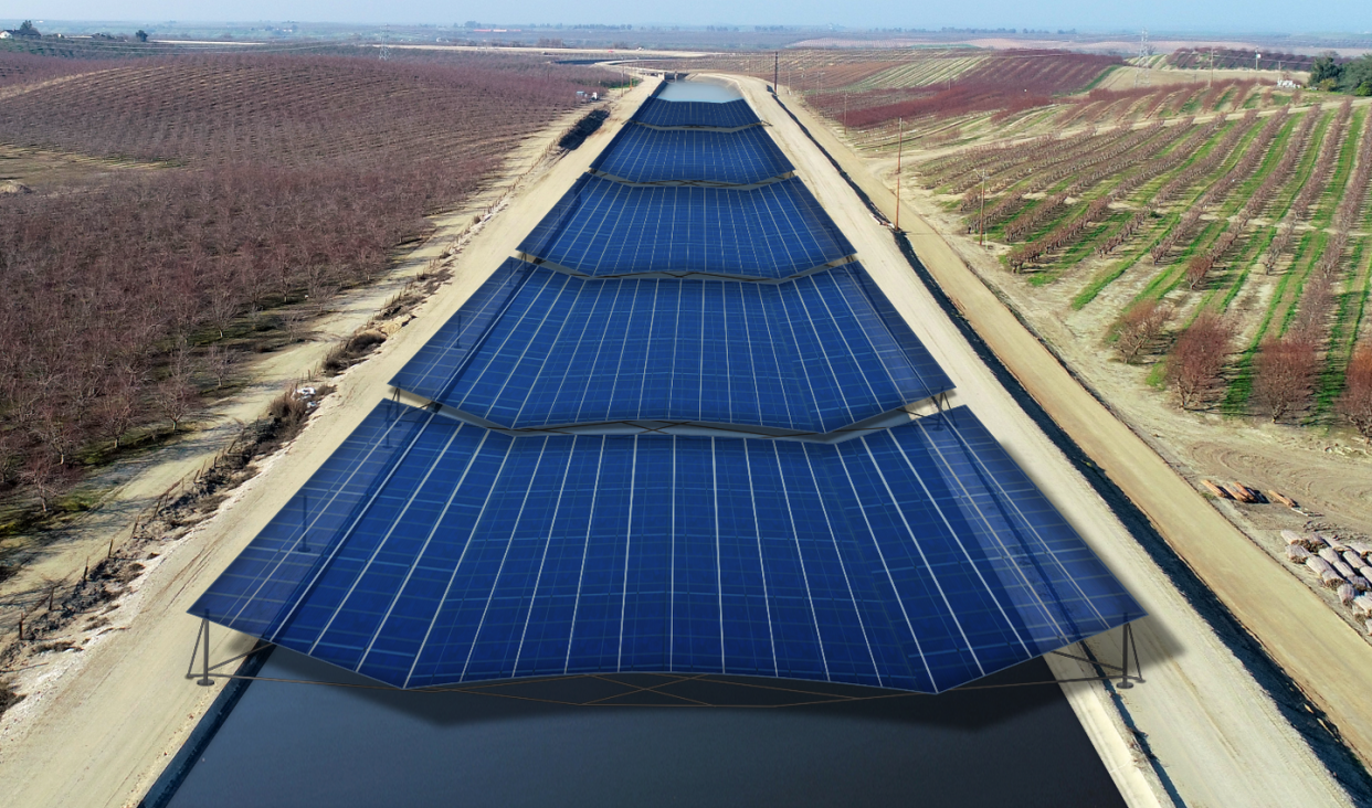<span class="caption">Building solar panels over water sources is one way to both provide power and reduce evaporation in drought-troubled regions.</span> <span class="attribution"><span class="source">Robin Raj, Citizen Group & Solar Aquagrid</span></span>