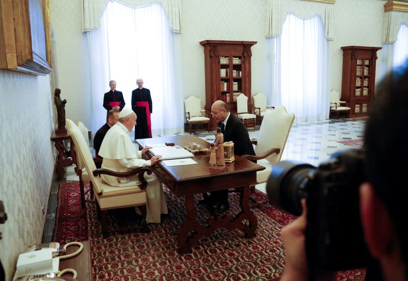 Pope Francis meets Iraqi President Barham Salih at the Vatican