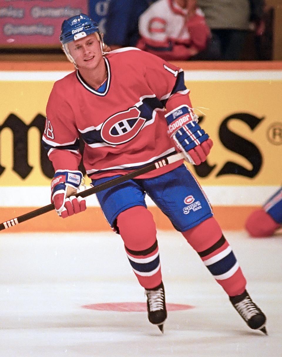 Valeri Bure #18 of the Montreal Canadiens skates against the Toronto Maple Leafs during NHL preseason game action on September 12, 1994 at Maple Leaf Gardens in Toronto, Ontario, Canada