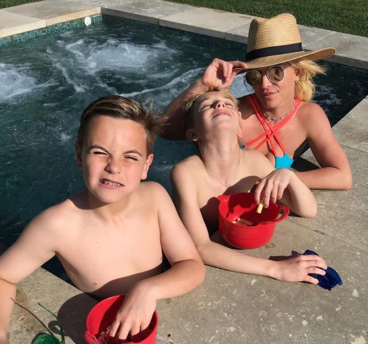 Britney with her two sons.