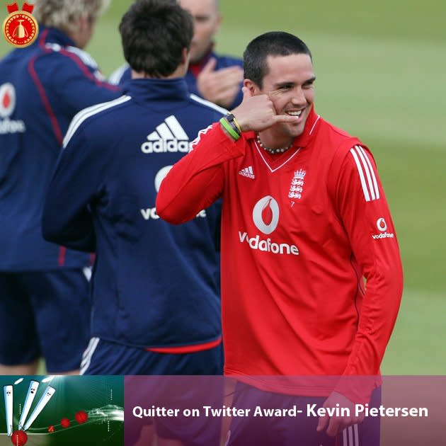 Realising the immense potential of social media in promoting cricket in England, the ECB has appointed Kevin Peter Pietersen as its social media manager. KP will now be in charge of making sure that every bat handle in the dressing room has the owner’s twitter handle embossed on it. Post-match press conferences will henceforth be conducted on Twitter, with Pietersen moderating the questions from the media. He will be reporting to Andrew Strauss, who has been appointed as director of ECB’s online talent development wing.  Beamer: Does KP use rashtags?