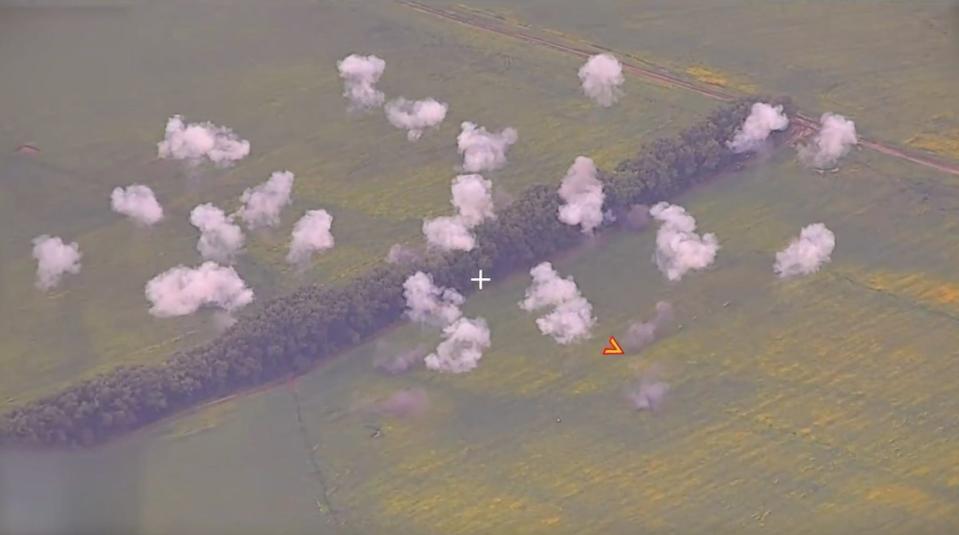 A view of a field in Kursk peppered by missile strikes.