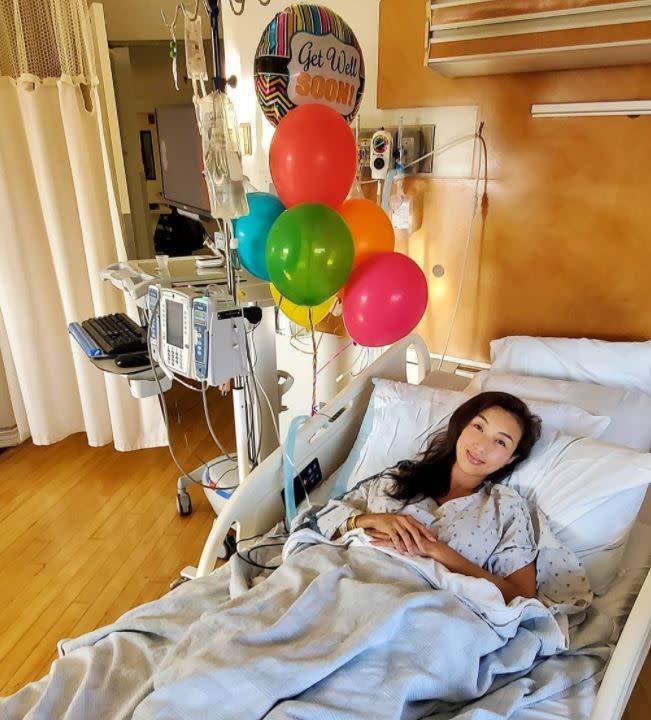 “I would never imagine ever having to write this, but I made it safely out of my emergency surgery,” Jeannie Mai captioned her post-surgery photo from her hospital bed on Nov. 2, 2020. “I will be forever grateful to Dr. Nasseri who identified my potentially life-threatening condition. What simply started as a sore throat had unbeknownst to me become a dangerous infection that already closed at least 60% of my airway and resulted in a throat abscess that spread in a matter of 3 days.” Mai had to leave “Dancing with the Stars” as a result of her infection.