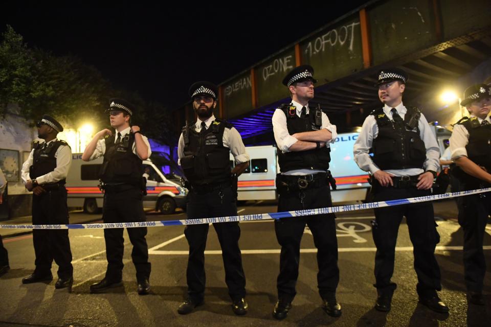 Police patrol the scene after the Finsbury Park attack (PA Images)