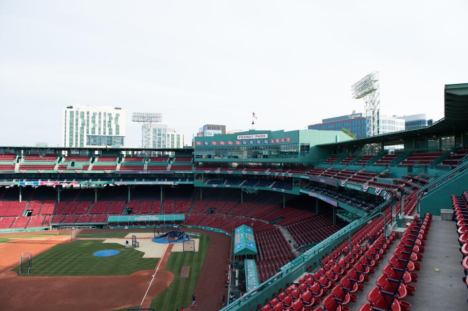 Boston’s famous Fenway Park, where the Red Sox play, lies empty in July 2020 after the season was postponed since March due to CovidGetty Images