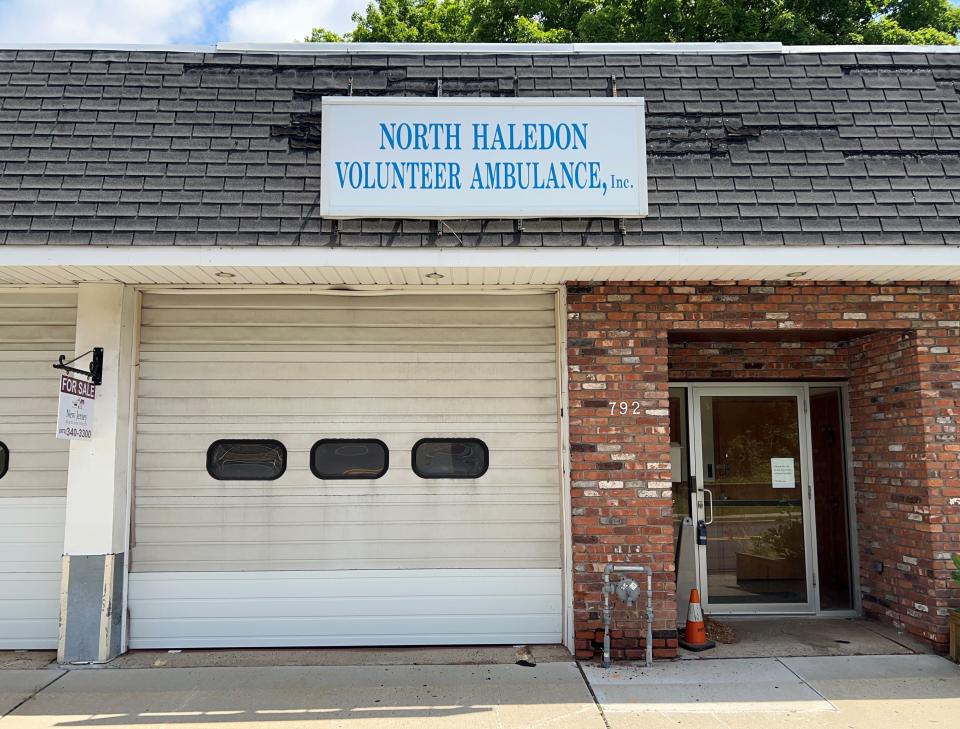 Facade of former North Haledon ambulance corps headquarters on Belmont Avenue.