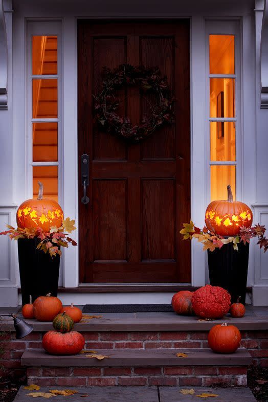 Leafy Pumpkin Carving Idea