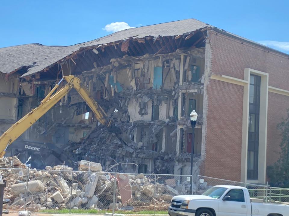 The exterior part of Gibbs Hall on Florida A&M University's campus started getting demolished Tuesday, September 5, 2023.