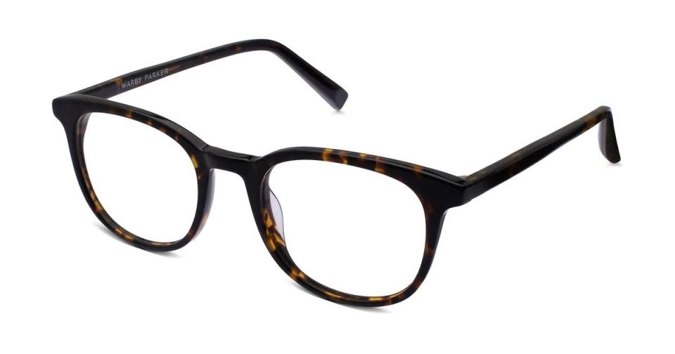 Warby Parker Durand glasses in whiskey tortoise, blue light glasses