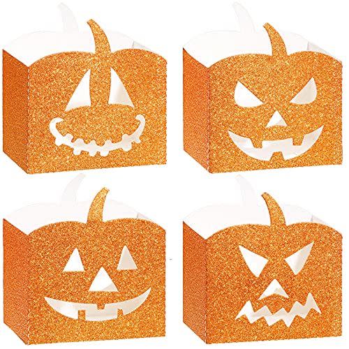 12) Glitter Pumpkin Halloween Boxes (20-Pack)