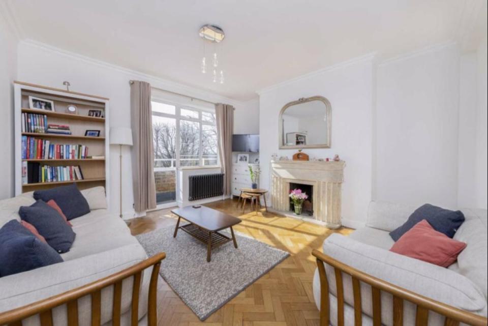 On the third floor of an Art Deco building in Highgate’s North Hill is this two-bedroom apartment (Rightmove)