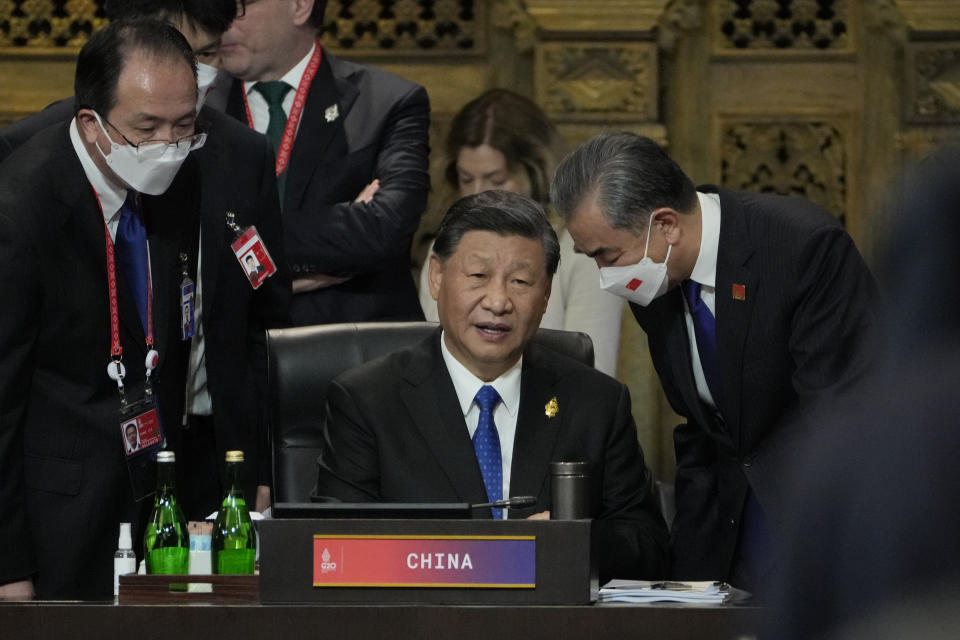 Chinese President Xi Jinping during the G20 leaders summit in Nusa Dua, Bali, Indonesia, Tuesday, Nov. 15, 2022. (AP Photo/Dita Alangkara, Pool)