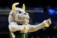 NASHVILLE, TN - MARCH 16: The South Florida Bulls mascot performs against the Temple Owls during the second round of the 2012 NCAA Men's Basketball Tournament at Bridgestone Arena on March 16, 2012 in Nashville, Tennessee. (Photo by Kevin C. Cox/Getty Images)