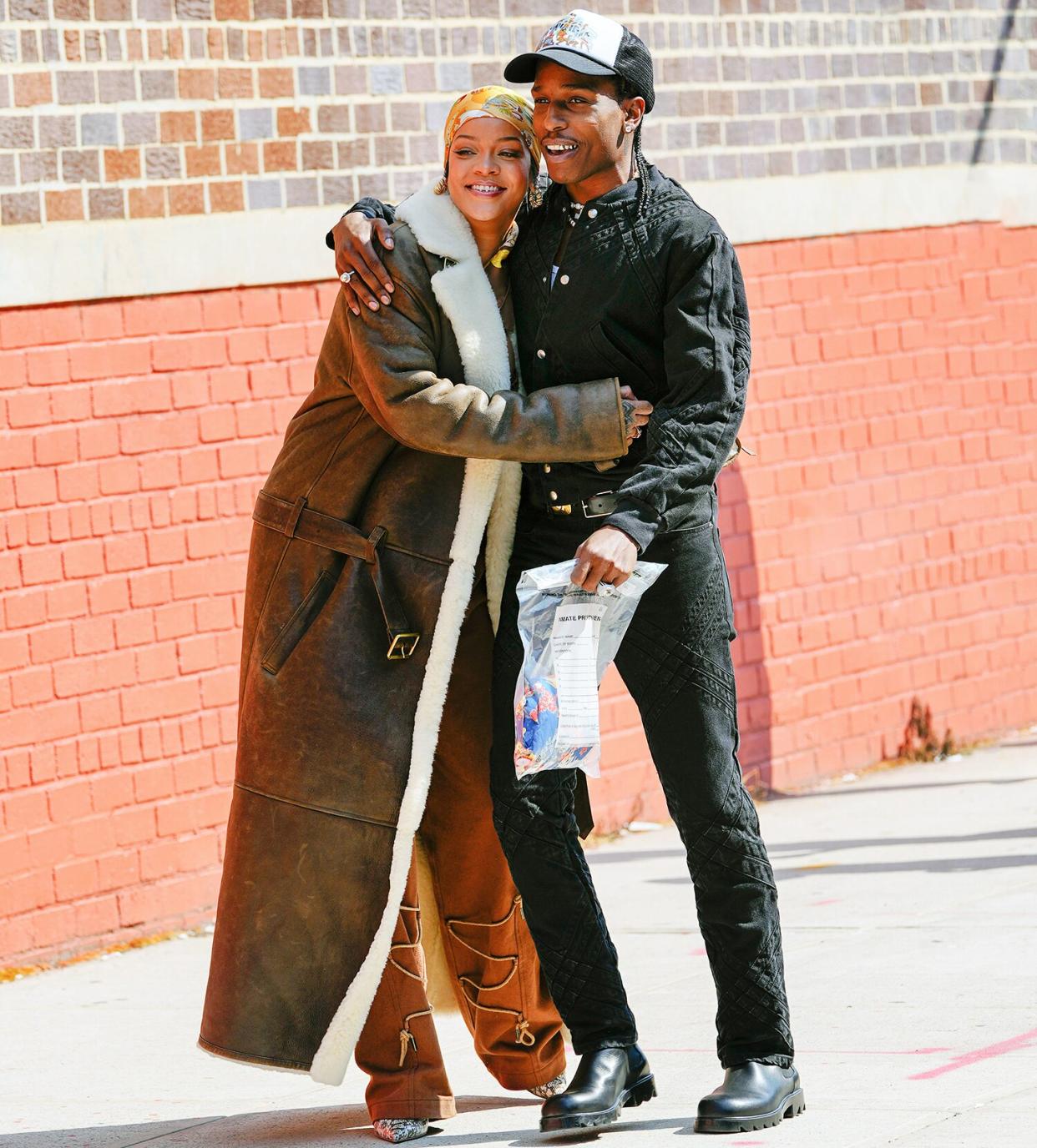 Rihanna and A$AP Rocky are seen on set for a music video on July 10, 2021 in New York City.