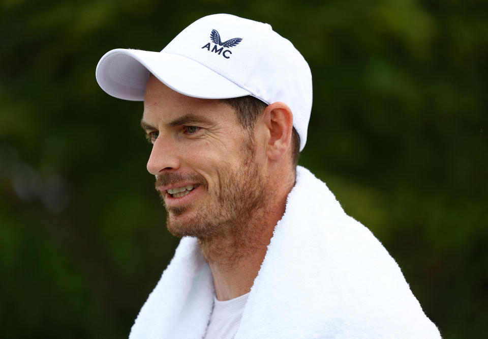 Tennis - Wimbledon - All England Lawn Tennis and Croquet Club, London, Britain - June 29, 2024 Britain's Andy Murray during a practice session REUTERS/Matthew Childs