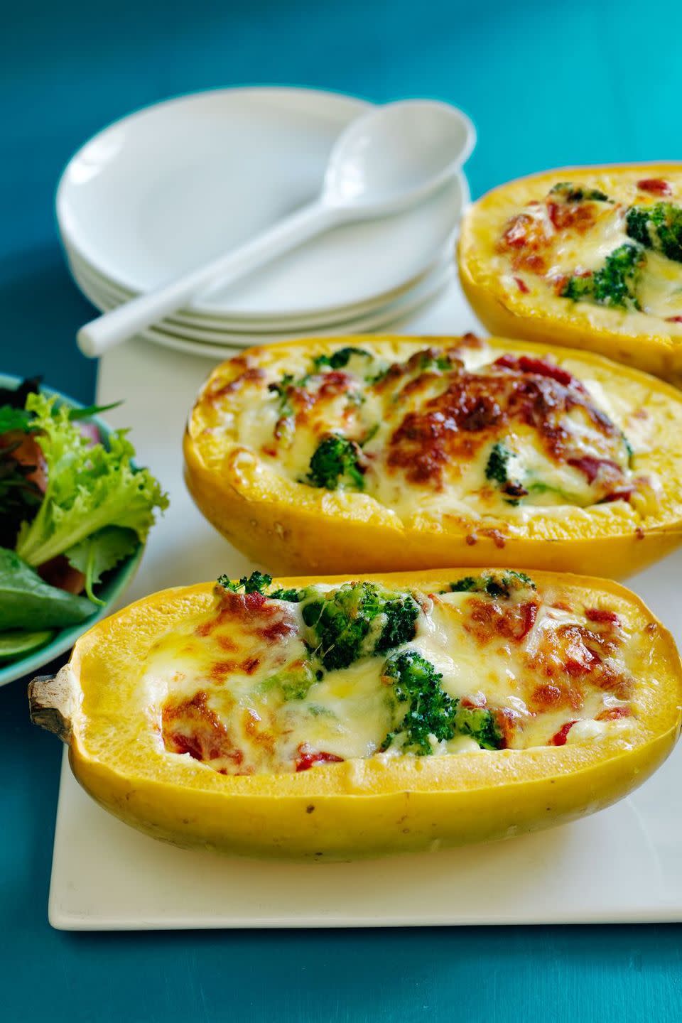 <p>Go light on the carbs with this spaghetti squash-based entree.</p><p><em>Get the <a href="https://www.womansday.com/food-recipes/recipes/a57464/lasagna-stuffed-spaghetti-squash/" rel="nofollow noopener" target="_blank" data-ylk="slk:Lasagna-Stuffed Spaghetti Squash recipe;elm:context_link;itc:0;sec:content-canvas" class="link ">Lasagna-Stuffed Spaghetti Squash recipe</a>.</em></p>