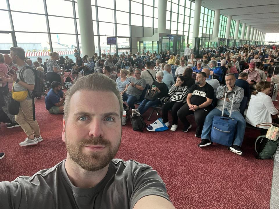 Paul Lidwith waiting at Dubai World Central airport (Paul Lidwith/PA Wire)