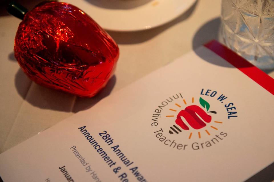 A Godiva chocolate apple given to attendees during the 2024 Leo W. Seal Innovative Teacher Grants Awards Luncheon at the Great Southern Club in Gulfport on Friday, Jan. 26, 2024.