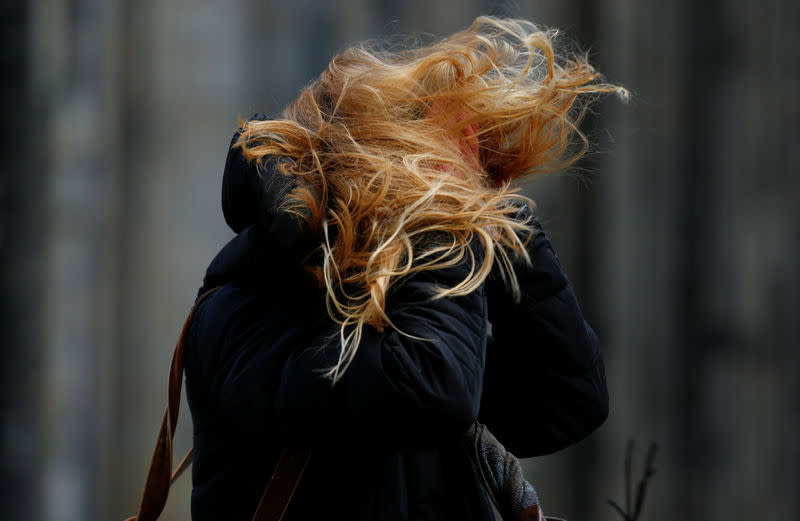 A Cologne. Une violente tempête a balayé jeudi les Pays-Bas et l'Allemagne, faisant six morts et perturbant fortement les transports. /Photo prise le 18 janvier 2018/REUTERS/Thilo Schmuelgen