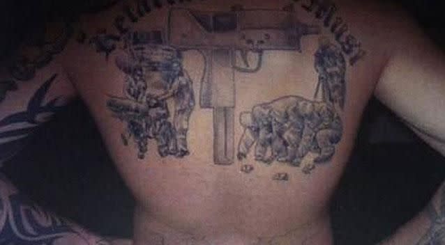 A Dlasthr tattoo indicating gang affiliation. Source: NSW Police
