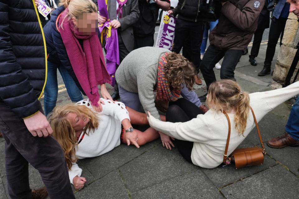 Ukip rally: Two women fight at an event outside a pub in Hartlepool where party leader Paul Nuttall was due to speak: Getty