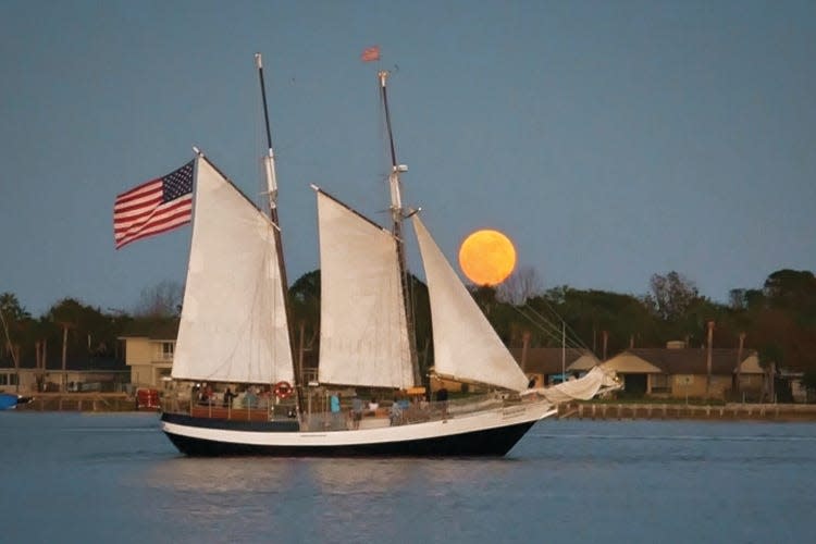 Enjoy a moonlight sail on Matanzas Bay aboard the Schooner Freedom on May 15 in St. Augustine.
