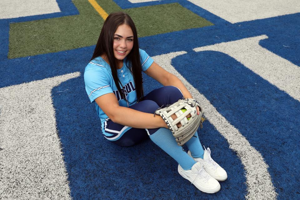 Ursuline sophomore Ava Papaleo was selected to play in the PGF All-American Futures Game as part of HS Softball All-American Game weekend, which will be shown on ESPN. Ava Papaleo is photographed at The Ursuline School in New Rochelle June 10, 2024.
