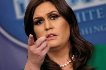 White House Press Secretary Sarah Huckabee Sanders holds the daily briefing at the White House in Washington, DC, U.S. November 16, 2017. REUTERS/Carlos Barria