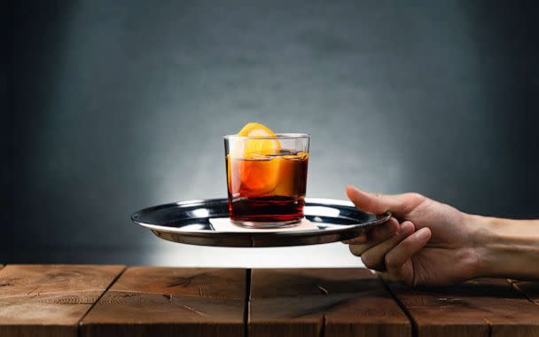 PHOTO: A Negroni sbagliato cocktail is presented on a tray. (STOCK PHOTO/Getty Images)