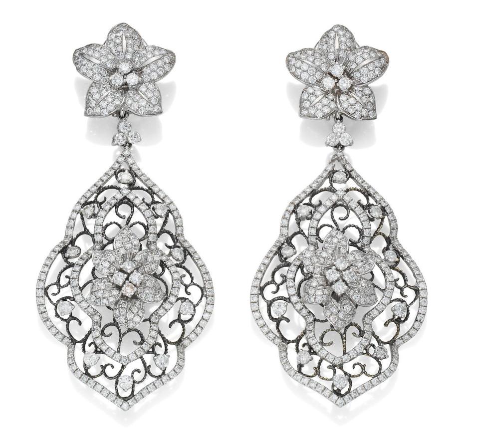 Joan Collins' diamond pendant earrings