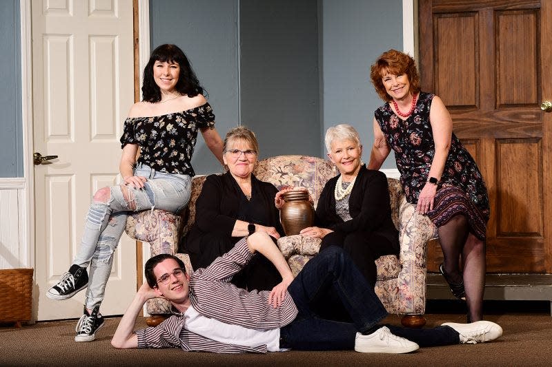 'Exit Laughing' will be performed by the Red Barn Players starting June 2. Cast members pictured include (in front) Eli Peel, (seated, left to right) Julianna Mistovich, Susan Brown, Susan Allardice and Sue Ann Aiken.