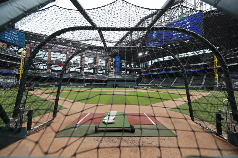 Globe Life Field, the newly built home of the Texas Rangers, in Arlington, Texas, Wednesday, May 20, 2020. The park that was suppose to have its home opener on March 31, against the Los Angeles Angels has yet to see one game played in it this season. (AP Photo/Tony Gutierrez)