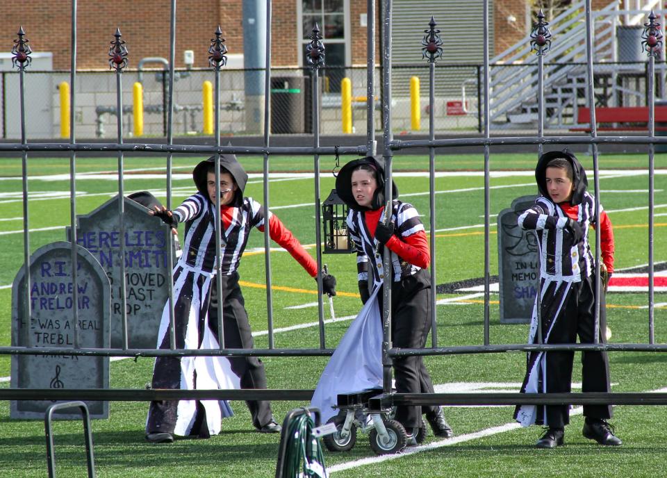 The Case High School marching band's performance has a Halloween theme at the US Bands competition held in Fall River on Sunday, Oct. 22, 2023.