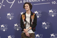 Timothee Chalamet poses for photographers at the photo call for the film 'Bones and All'during the 79th edition of the Venice Film Festival in Venice, Italy, Friday, Sept. 2, 2022. (Photo by Joel C Ryan/Invision/AP)