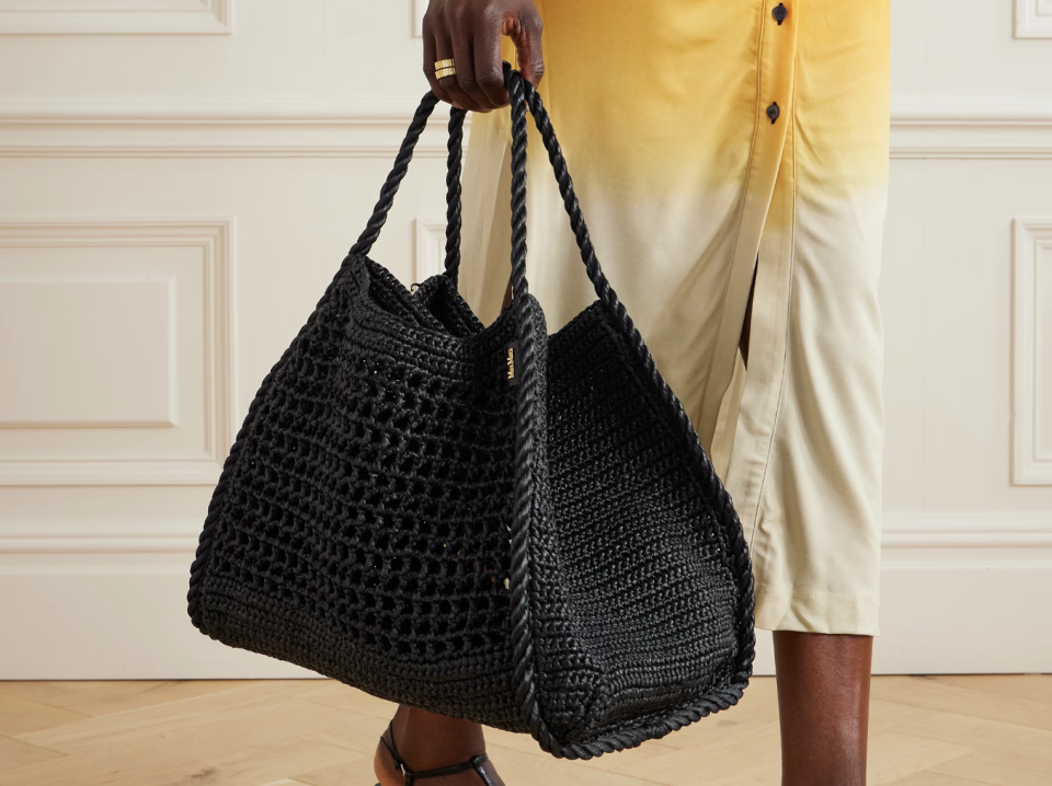 Max Mara leather-trimmed crocheted satin tote. (PHOTO: Net-A-Porter)