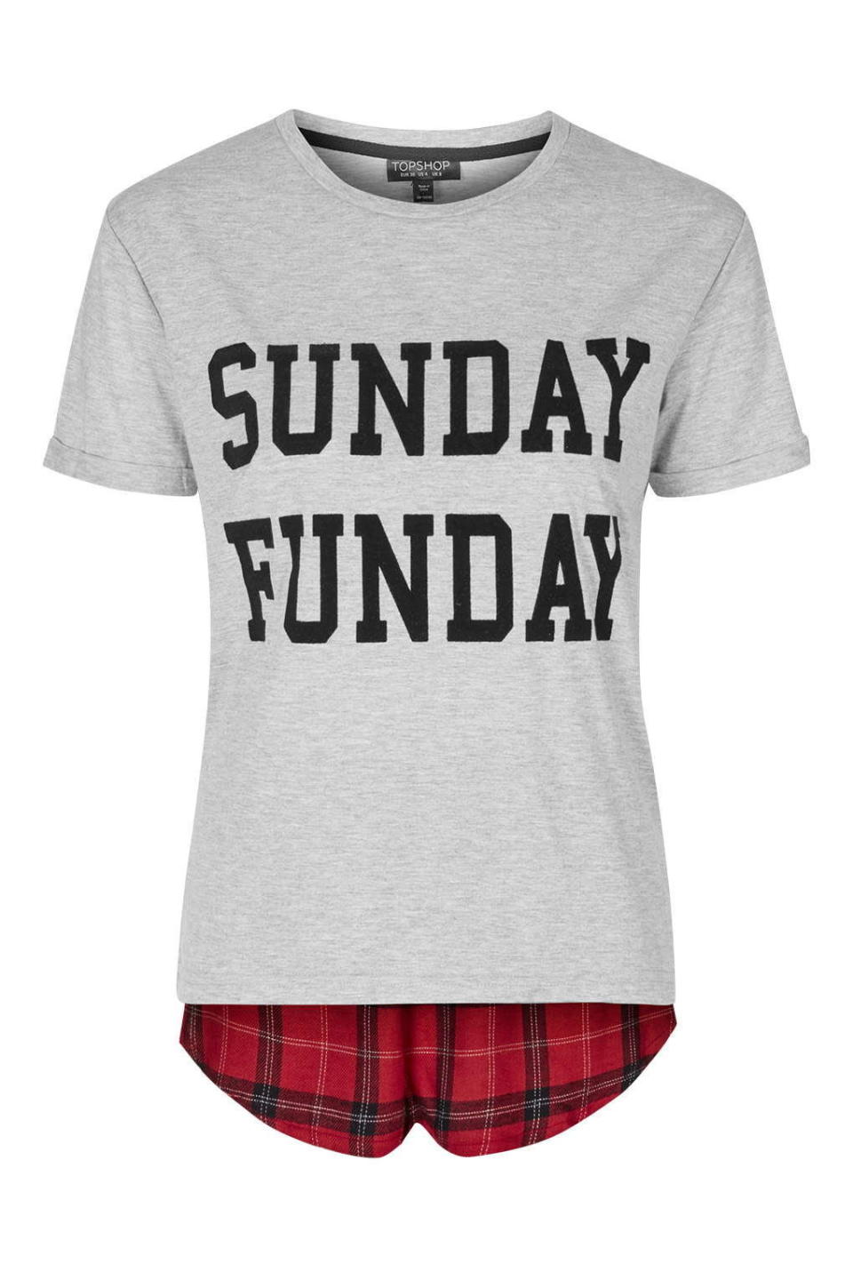Sunday Funday Pyjama Set, $40 at <a href="http://us.topshop.com/en/tsus/product/clothing-70483/sleepwear-2313446/pajama-sets-4636243/sunday-funday-pyjama-set-4939659?bi=0&amp;ps=20" target="_blank">Topshop</a>