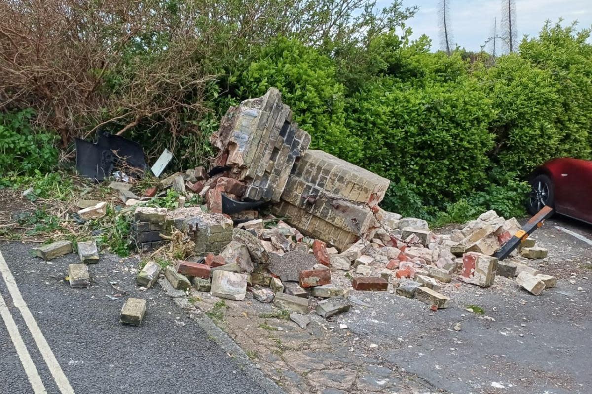 Destroyed pillar in Ventnor <i>(Image: IWCP)</i>