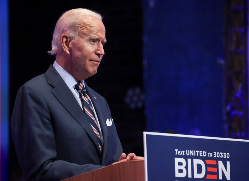 Democratic U.S. presidential nominee Biden speaks about developing and distributing a safe coronavirus vaccine during campaign event in Wilmington, Delaware